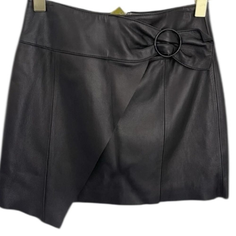 GIANNI BINI Asymmetrical Patty Wrap Leather Skirt Size medium